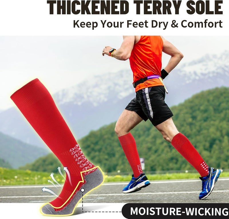 Regilt 3 Pairs Grip Soccer Socks Men Cushioned Non Slip Football Basketball Sports Socks Knee High Long Socks - Image 5